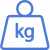 Blue weight scale icon with the letters 'kg' indicating weight measurement